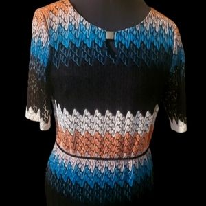 Sandra Darren dress, colorful zig zag pattern